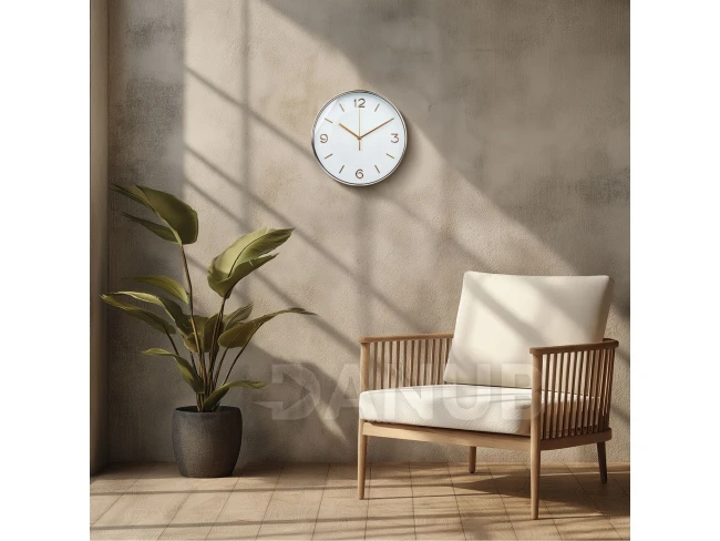 Falióra - 25 cm - műanyag, üveg - 1 x AA - fehér