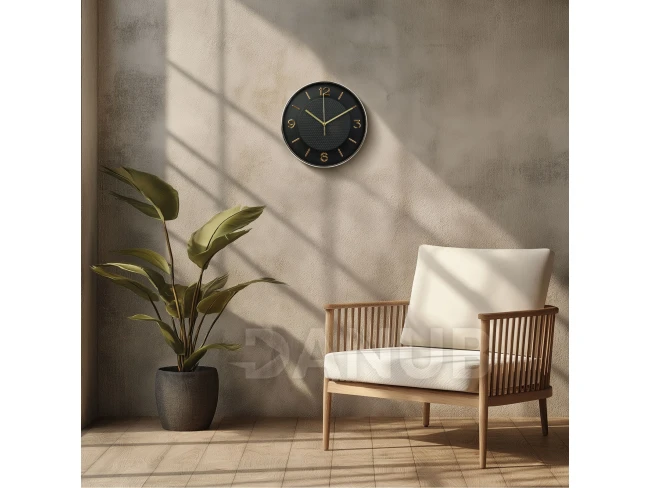 Falióra - 25 cm - műanyag, üveg - 1 x AA - fekete