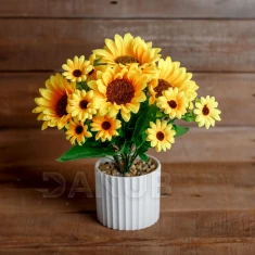 Műnövény dekoráció - napraforgó - 20 x 8 cm