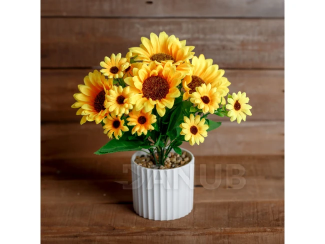 Műnövény dekoráció - napraforgó - 20 x 8 cm