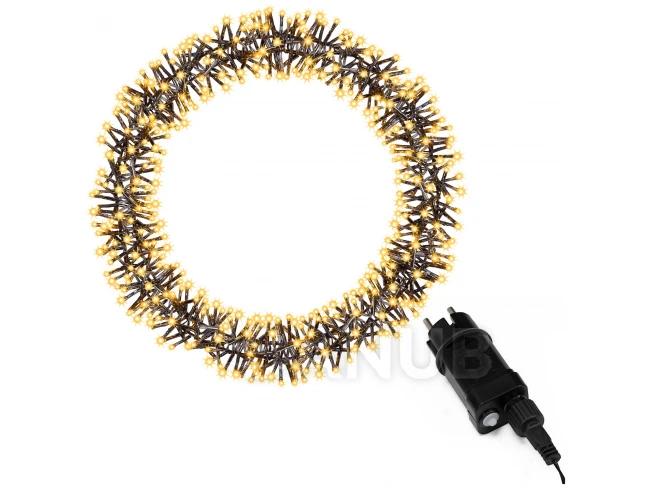 Karácsonyi világító koszorú ajtóra - 40 cm - 300 LED - Meleg fehér