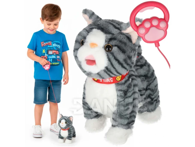 Interaktív macska pórázon - szürke