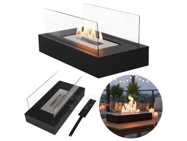 Szabadon álló bio-üzemanyagú kandalló – füstmentes