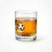 Whiskys pohár futball labdával és labda alakú alátéttel