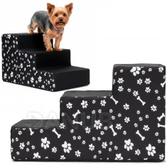 Kutyáknak való lépcső - 50x30x30 - 3 lépcsőfok - sötét szürke mintával