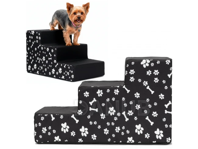 Kutyáknak való lépcső - 50x30x30 - 3 lépcsőfok - sötét szürke mintával