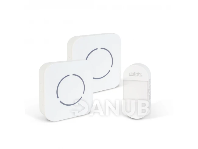 Digitális elem- és vezeték nélküli csengő - Kinetic - 2 beltéri - fehér - kék LED