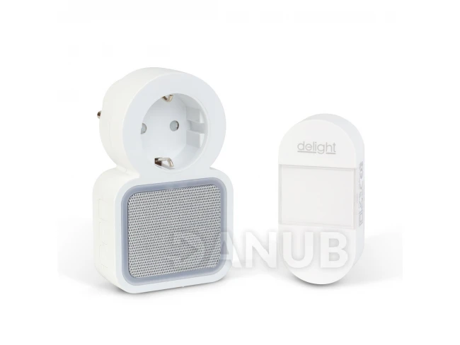 Digitális elem- és vezeték nélküli csengő - Kinetic - 220-240V AC aljzat - fehér - kék LED