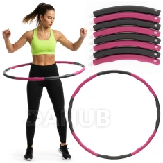 NBR habbal bélelt hula hoop, 88 cm átmérőjű, összecsukható, szürke‑rózsaszín
