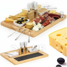 Tálalótálca frissítőkhöz – 40x30 cm – 14 darabos szett – bambusz