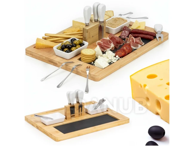 Tálalótálca frissítőkhöz – 40x30 cm – 14 darabos szett – bambusz