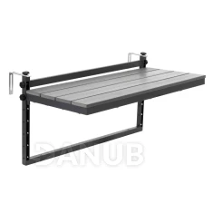 Erkélyre összecsukható asztal - 80x37 cm - korlátra akasztható - fekete