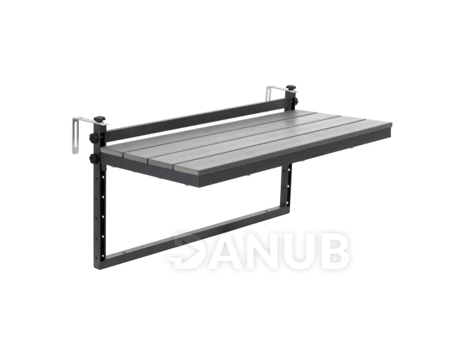 Erkélyre összecsukható asztal - 80x37 cm - korlátra akasztható - fekete