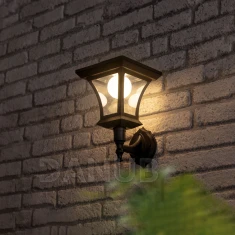 LED-es szolár lámpa - fali - 21 x 21 cm - 8 LED - fekete - melegfehér