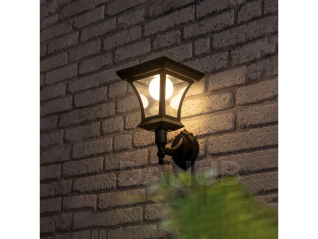 LED-es szolár lámpa - fali - 21 x 21 cm - 8 LED - fekete - melegfehér