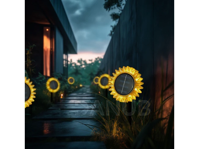 Szolár napraforgó - sárga - leszúrható / felakasztható - 13 x 6,5 x 35 cm