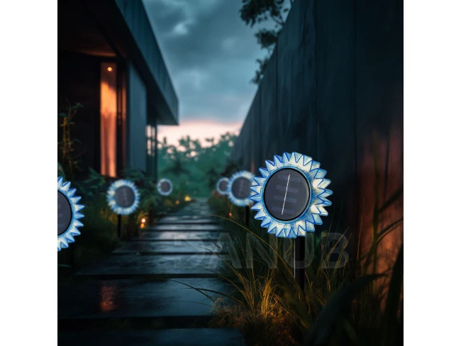 Szolár napraforgó - kék - leszúrható / felakasztható - 13 x 6,5 x 35 cm