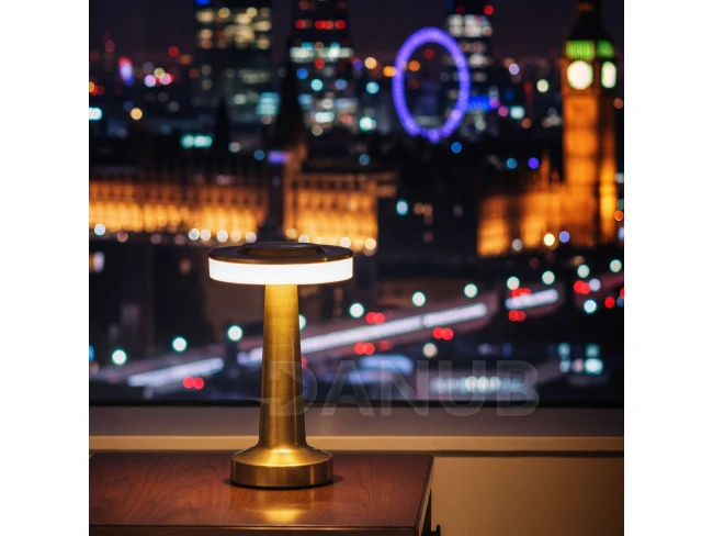 Asztali lámpa - arany színű - állítható színhőm, fényerő - akkumulátoros - USB