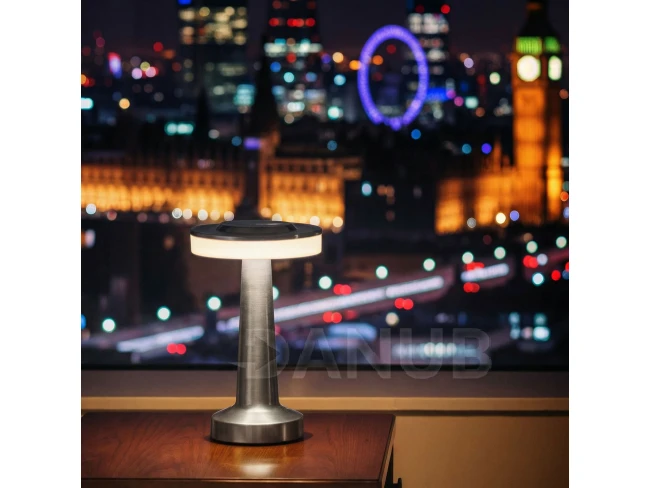 Asztali lámpa - ezüst színű - állítható színhőm, fényerő - akkumulátoros - USB