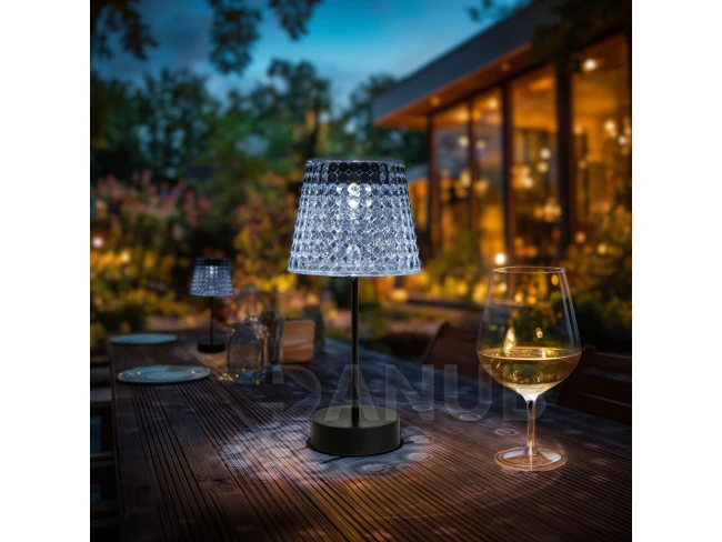 Szolár asztali lámpa - átlátszó - hidegfehér LED - műanyag - 26 x 12 cm