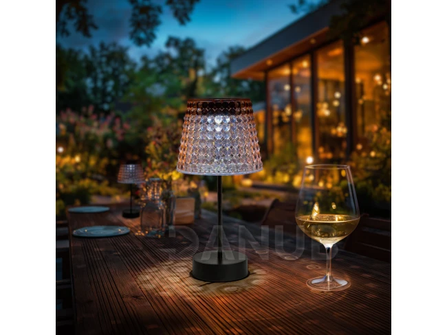 Szolár asztali lámpa - rózsaszín - hidegfehér LED - műanyag - 26 x 12 cm