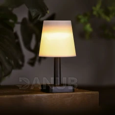 Szolár asztali lámpa - fehér - melegfehér LED - műanyag - 23 x 12 cm