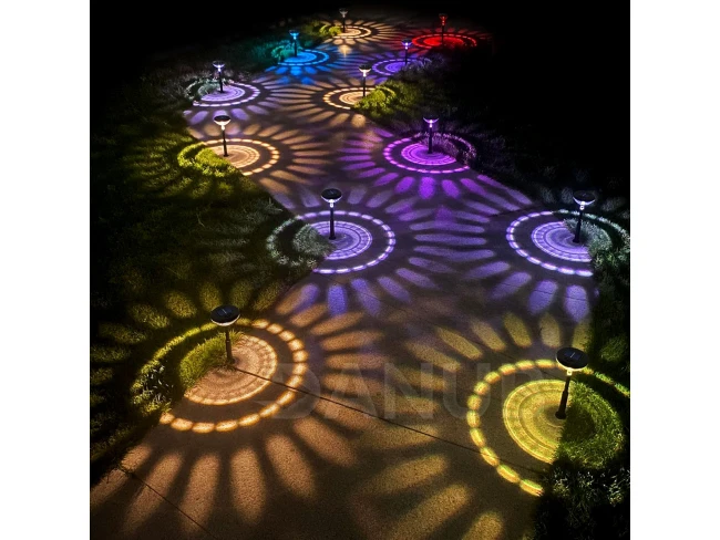 Leszúrható szolár lámpa - 1 + 1 melegfehér / RGB SMD LED - fekete - 53 x 11,4 cm