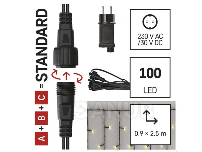 Indító készlet a Klasik fénylánc összekapcsoláshoz - jégcsapok, 2,5 m, kültéri, meleg fehér, időzítő