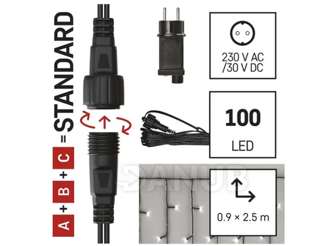 Indító készlet a Klasik fénylánc összekapcsoláshoz. - jégcsapok, 2,5 m, kültéri, hideg fehér, időzítő