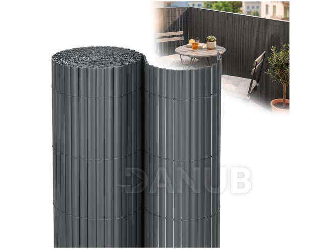 PVC erkélyszőnyeg – 100 x 400 cm – sötétszürke