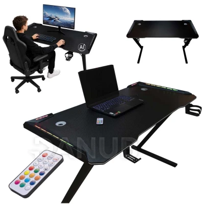 LED RGB világítással ellátott játéktábla - 120x60cm - fekete