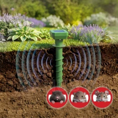 Földbe szúrható napenergiás kártevőriasztó - 80 mAh - 500 m2 - IP44