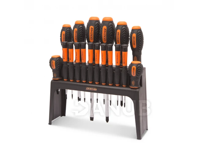 18 darabos csavarhúzó készlet állvánnyal