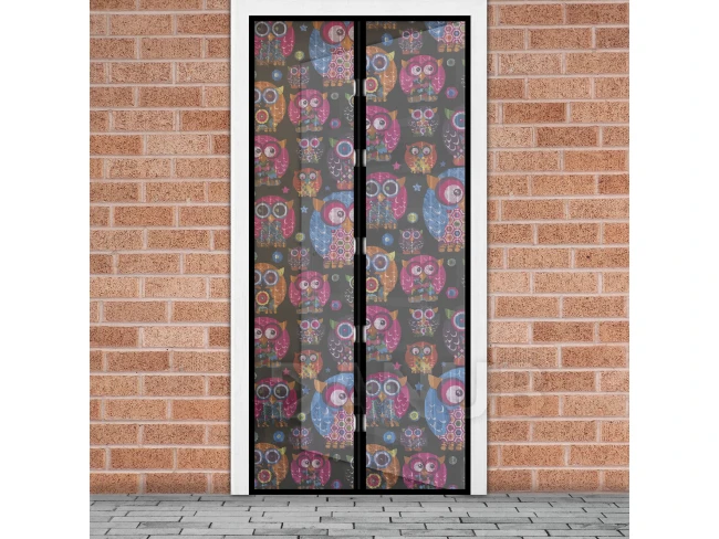 Szúnyogháló ajtóra - mágneses - 100 x 210 cm - Baglyok