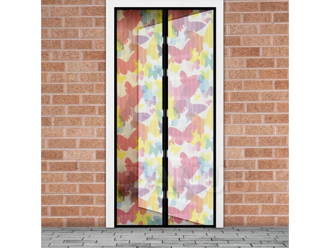 Szúnyogháló ajtóra - mágneses - 100 x 210 cm - színes pillangók