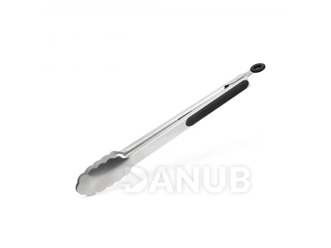 Grillező fogó - 34 cm - rozsdamentes acél / fekete