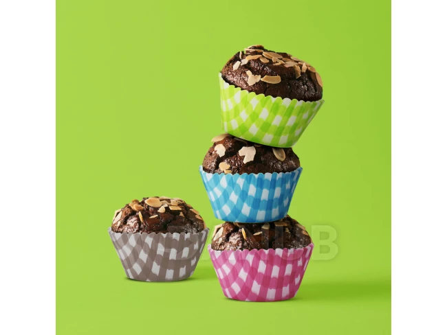 Muffin forma készlet - kockás - 100 db / csomag