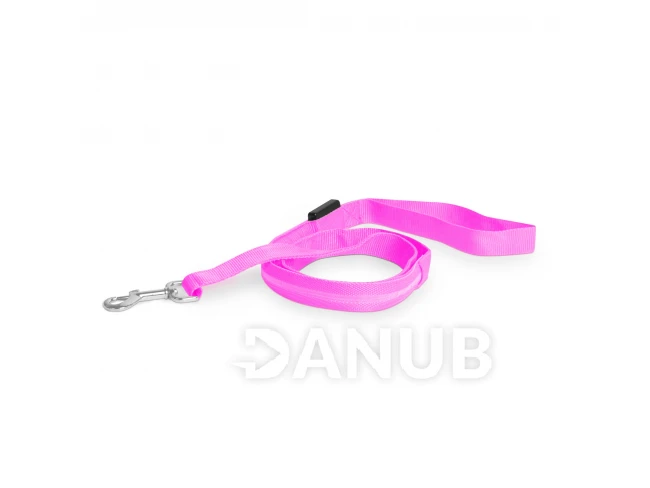 LED-es póráz - akkumulátoros - 120 x 2,5 cm - rózsaszín