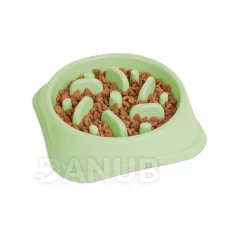 Etetőtál habzsolásgátlóval - 20 x 20 x 4,5 cm - zöld