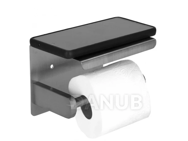 WC-papír tartó polccal - ezüst