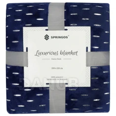 Plüss takaró LUX - 200x220cm - sötétkék + ezüst részletek
