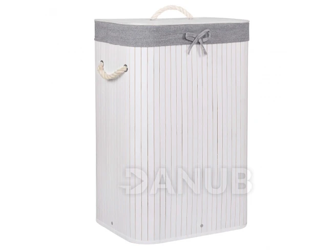 Bambusz szennyeskosár - 72L - fehér szürke
