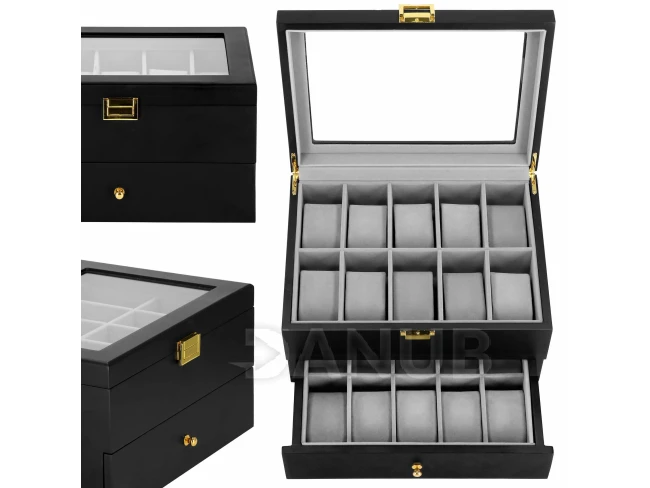 Óratartó doboz 20 órához - fekete 