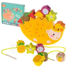 Logikai játék egyensúlyozás - sündisznó + gyümölcsök felfűzése