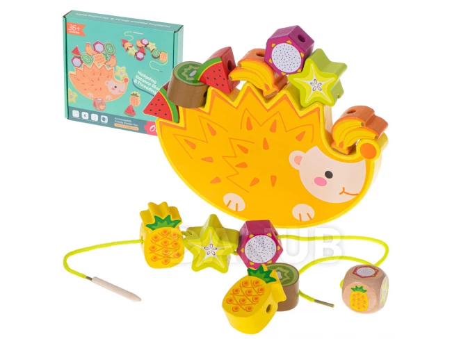 Logikai játék egyensúlyozás - sündisznó + gyümölcsök felfűzése