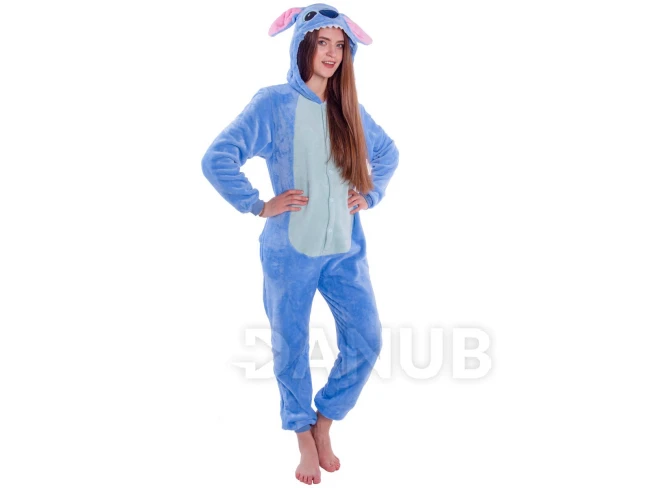 Plüss kezeslábas Kigurumi - Stitch minta - méret S - 155cm