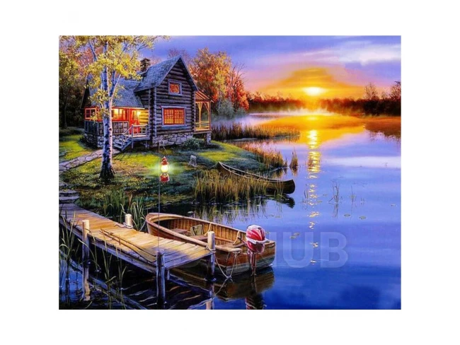 Gyémántfestés - hímzés - 30x40 cm - tájkép IV