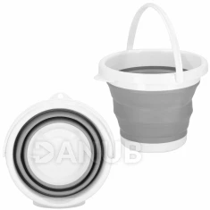 Összecsukható vödör szilikon - 5L - szürke-fehér