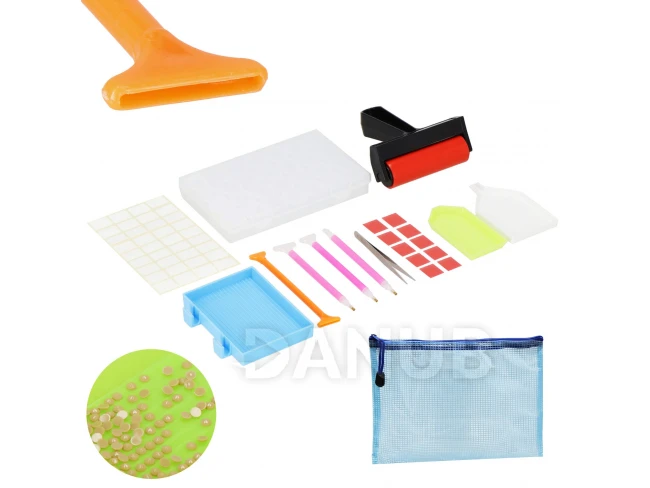 Tartozékok gyémántfestéshez táskában - 22 db-os készlet