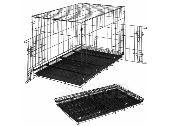 Állathordozó ketrec - összecsukható - 100 x 70 x 60 - L - fekete